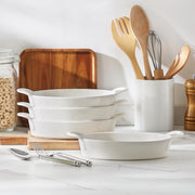 Malacasa Ceramic Casserole Dish, 8 x 5 Inch Oval Bakeware Set of 4, White