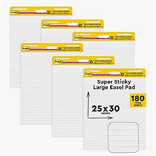Post-it Super Sticky Easel Pad, 25 x 30 in, White Lined, 6 Pads