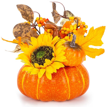 DomeStar Artificial Pumpkin, Medium 5.7 x 6.7 Inches, Orange