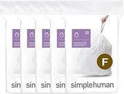 simplehuman Code F 100 Count Custom Fit Liners, Drawstring Kitchen Trash Bags, One-by-One Mess-Free Dispense, Extra Thick & Double Seamed, 50% PCR Plastic, 25 Liter / 6.6 Gallon, White