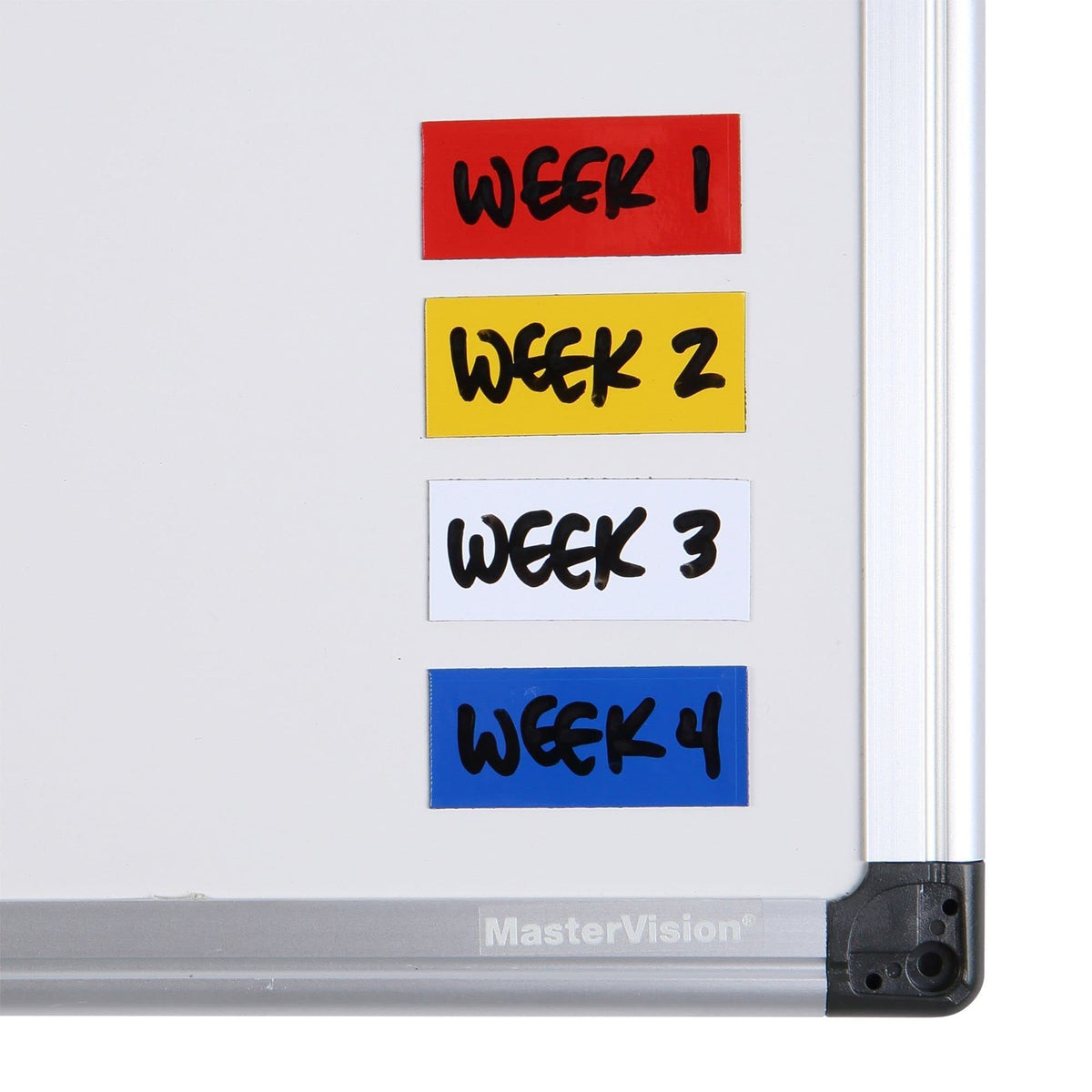 BVCFM2418 - 2 Magnetic Dry Erase Strips by MasterVision – 1"W x 2"H, Plastic, White