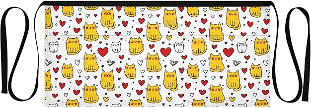 Kitchen Apron Cartoon Cat | Unisex Server Apron with 3 Pockets, Adjustable for Waiters, Gardeners, Kitchen, BBQ, Painting and Restaurant Work