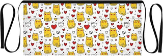 Kitchen Apron Cartoon Cat | Unisex Server Apron with 3 Pockets, Adjustable for Waiters, Gardeners, Kitchen, BBQ, Painting and Restaurant Work