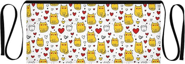 Kitchen Apron Cartoon Cat | Unisex Server Apron with 3 Pockets, Adjustable for Waiters, Gardeners, Kitchen, BBQ, Painting and Restaurant Work
