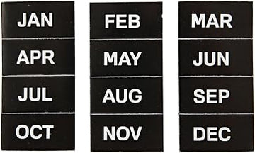MasterVision Interchangeable Magnetic Board Accessories, Months of Year, Black/White, 2" x 1", 12 Pieces