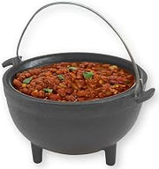 TableCraft Products CW30151 Cast Iron Mini Round Kettle Server, 5" diameter (6" with handles) x 2 1/2",Black
