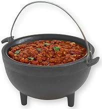 TableCraft Products CW30151 Cast Iron Mini Round Kettle Server, 5" diameter (6" with handles) x 2 1/2",Black