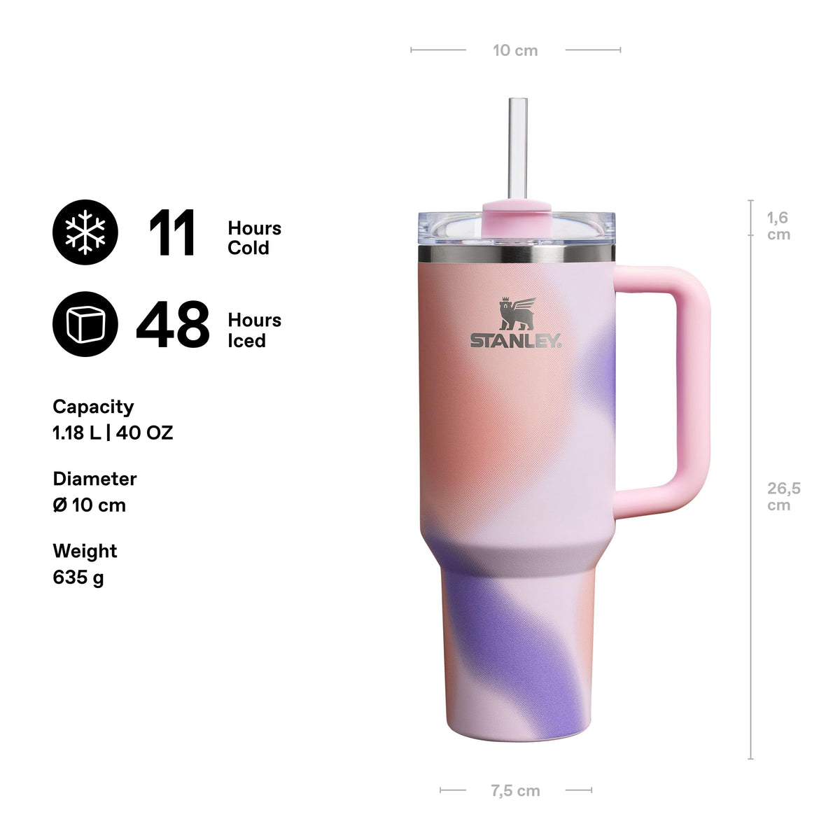 STANLEY Pink Pattern (Rose Petal) / 40 Ounces / Quencher H2.0 FlowState Tumbler Tumblers