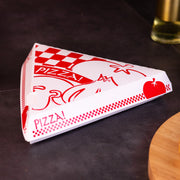 SCT 07196 Paperboard White Pizza Slice Clamshell Food Container with "Gourmet Pizza" Print – 9-1/4" Length x 9" Width x 1-11/16" Height (Case of 400)