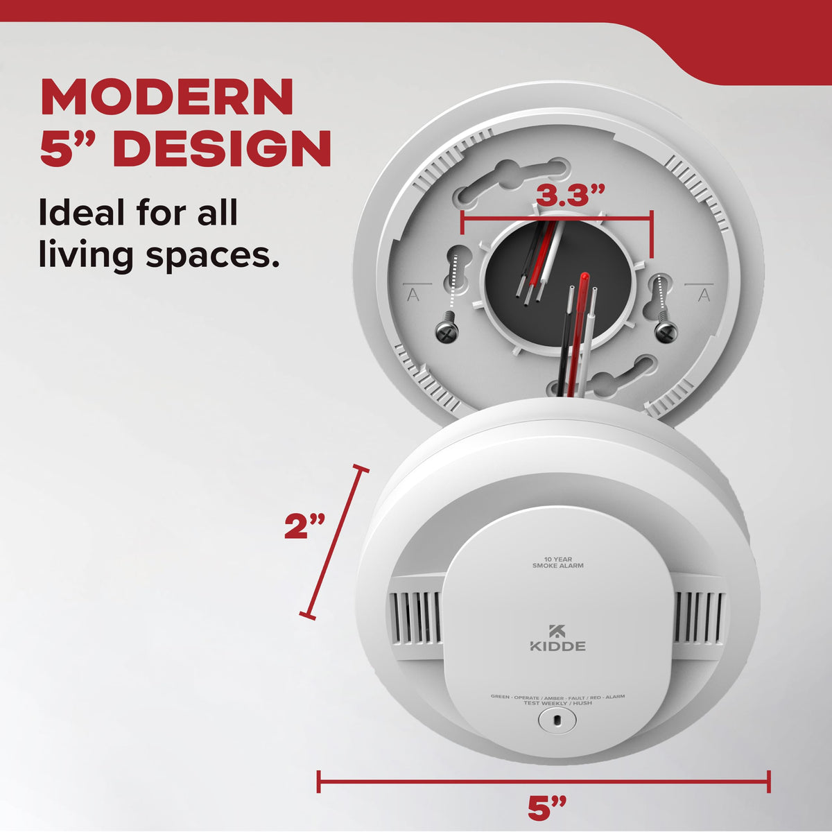 Hardwired Smoke Detector by Kidde – 2 Pack, Plastic, White, Model 21032826