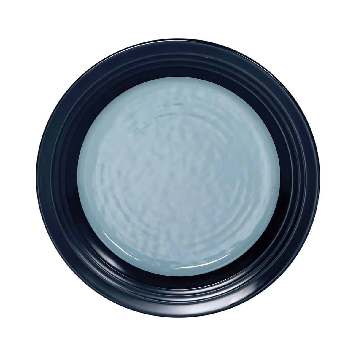 Round Two-Tone Plate by Elite Global Solutions – 9" dia., Melamine, Abyss Gloss Inside/Lapis Matte Outside, Pack of 6, Model D897GM-ABY/LAP