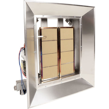 SunStar Propane Heater Infrared Ceramic by GUM – 21.63"L x 26.5"W x 7.75"H, Aluminized Steel / Aluminum Reflectors, White, Model SG6-L