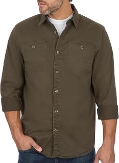 Coleman Men's Stretch Twill Workwear Long Sleeve Button-Down Shirt with Metal Buttons