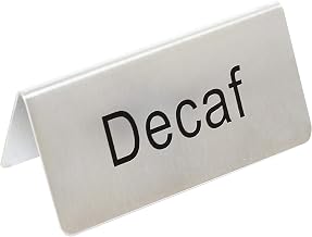 Thunder Group table tent sign, DECAF, 3" X 1 1/2", stainless steel, comes in each
