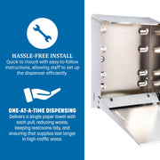 San Jamar C-Fold/Multifold Commercial Towel Dispenser by Carlisle FoodService Products – 14.8" x 11.4" x 4", Stainless Steel, Chrome, Model T1900XC