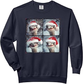 Ostrich With Santa Hat Emu Bird Christmas Comfort Colors Adult Sweatshirt