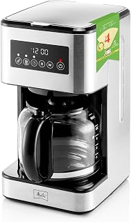 Melitta Aroma Tocco Plus Glass 12-Cup Drip Coffee Maker, Black & Stainless | Automatic & Programmable, Auto Shut Off, Touch Control Panel, 5-Pack Coffee Filters Included