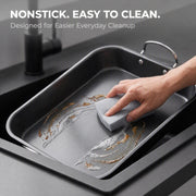 Yunnkeey Roasting Pan with Rack, Carbon Steel Nonstick, Black