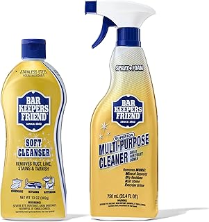 Bar Keepers Friend Soft Cleanser 13 oz + Spray & Foam Multipurpose MORE Spray Cleaner 25.4 oz, Multi Purpose Cleaner Bundle, Removes Grease, Rust Stains, Soap Scum & More in Home & Outdoors