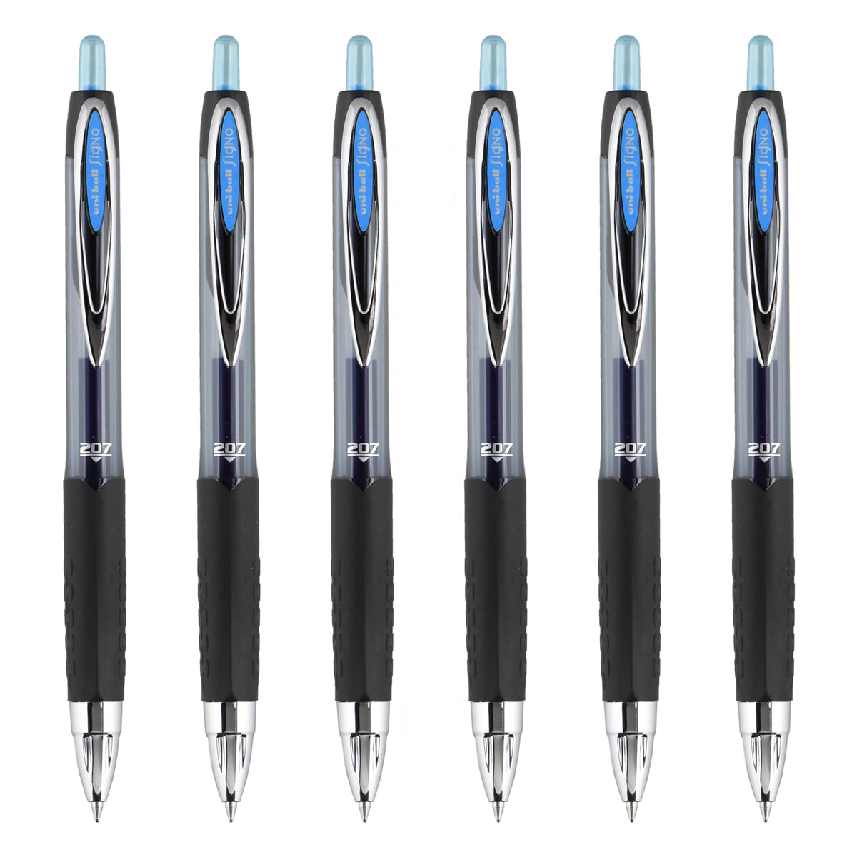 uniball 207 Retractable Gel Pen by Uni-Ball – 1 Count (Pack of 6), Gel Ink, Light Blue, Model 71629