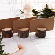 Tosnail Wooden Place Card Holders, 50 Pack with Kraft Cards, Rustic Brown
