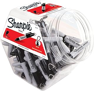 Sharpie Permanent Mini Markers, Fine Point, Black, 72 Count - Pocket Size, Keychain Clip for Badge, Nurse, Golf & Travel Use