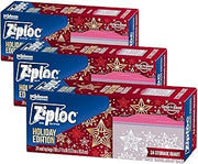 Ziploc Quart Food Storage Bags, Grip 'n Seal Technology for Easier Grip, Open, and Close, 24 Count, Holiday Designs, Packaging May Vary (Pack of 3)