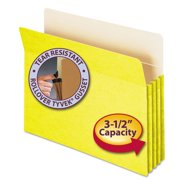 Drop Front Panel Colored File Pockets () by SMEAD – Legal, tyvek, Yellow, Model SMD73233