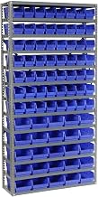 Global Industrial 13 Shelf Steel Shelving with (81) 4" H Plastic Shelf Bins, Blue, 36x12x72