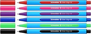 Schneider writing instruments ballpoint pen Slider Edge, cap model, XB, assorted, case of 6 colors, pack of 6