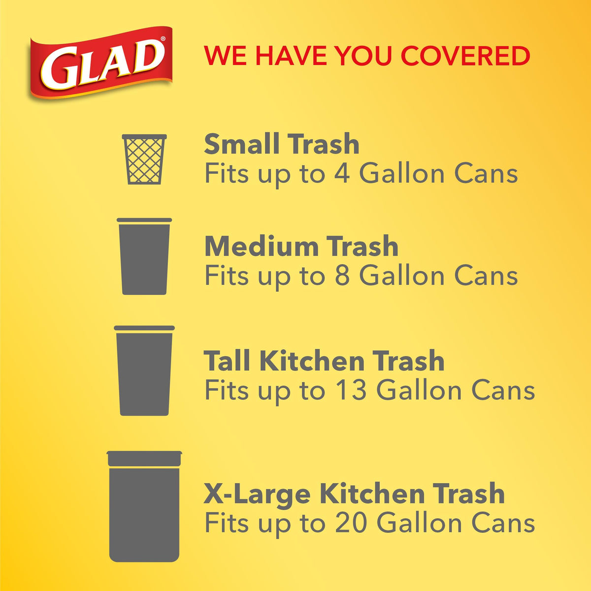 Glad 52 Count (Pack of 4) / White / 4.0 gallons Trash Bags