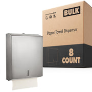 Wall Mount Paper Towel Dispenser 8 Count Large Capacity Stainless Steel Hand Towel Holder Commercial Dispenser Holds 400 Towels by Stock Your Home – Metal, Model SYH-4230-Case