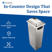 H2000 Stainless Steel in-Counter Minifold Napkin Dispenser by San Jamar – Stainless Steel, Stainless, Model H2000SS