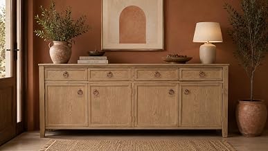 Crafters and Weavers Rustic-Modern Distressed Sideboard Cabinet in Black