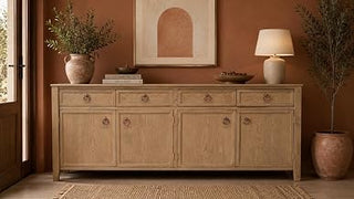Crafters and Weavers Rustic-Modern Distressed Sideboard Cabinet in Black