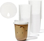 TOSSWARE NATURAL 16oz Arc Bundle - Plant Based 98mm Clear Cold Cups + Sip Lids - Plastic Alternative for Parties, Bachelorettes, Weddings - Recyclable - Set of 50