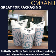 ReadyFresh® Butterfly Hot Drink Cups by OMRANII – 19.2X26.9 20oz & 750Cups, 670 milliliters, Paper, Gray w/White, Pack of 750