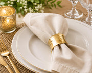 ITOS365 Napkin Rings, Hammered Metal Set of 12, Gold