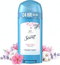 Secret Antiperspirant and Deodorant for Women, 24hr Sweat and Odor Protection, PH Balanced, Gentle on Skin, Wide Solid Deodorant Stick, Powder Fresh Scent, 2.7 oz