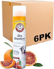 Arm & Hammer Aerosol Dry Dog Shampoo, Blood Orange, 5 Oz, 6-Pack | Waterless formula, citrus scent, for dogs and puppies, quick touch-ups between baths, daily grooming use