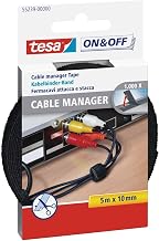 tesa 55239 On/Off Hook and Loop Cable Manager, 10mm x 5m - Black