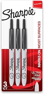 Sharpie Retractable Permanent Markers, Ultra Fine Point, Black, 3 Count