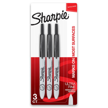 Retractable Permanent Markers by Sharpie – 1 Count (Pack of 3), Plastic, Felt, Black, Pack of 3, Model 1735793