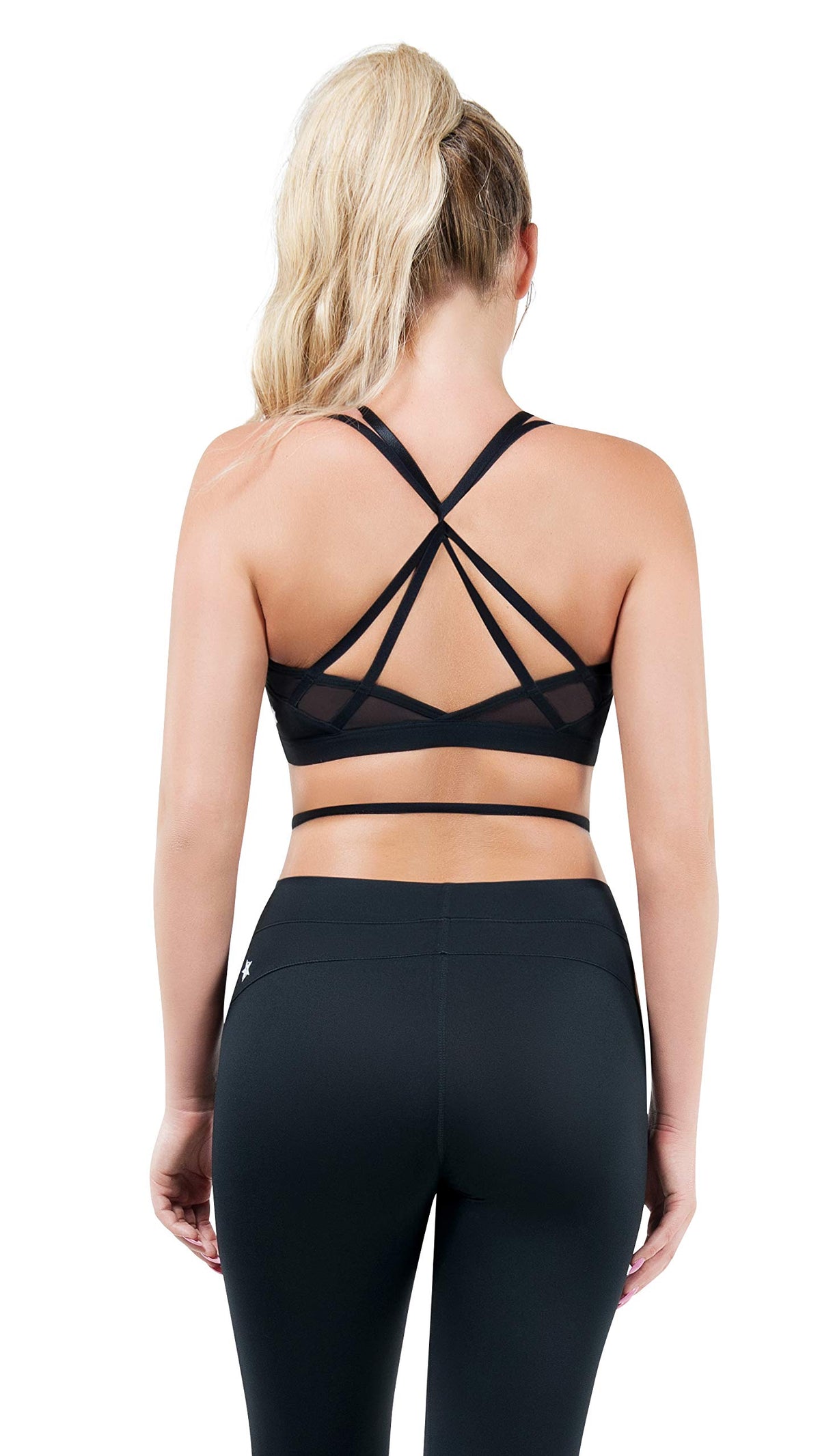 Reveal Sports Bra (Large) Black by Starline – Large, Spandex, Black, Model SA7003