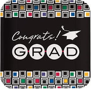 Creative Converting 8 Count Square Dinner Plates, Mod Grad