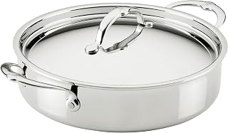 Hestan ProBond Luxe 6-Quart Polished Professional Clad Stainless Steel Rondeau with Lid