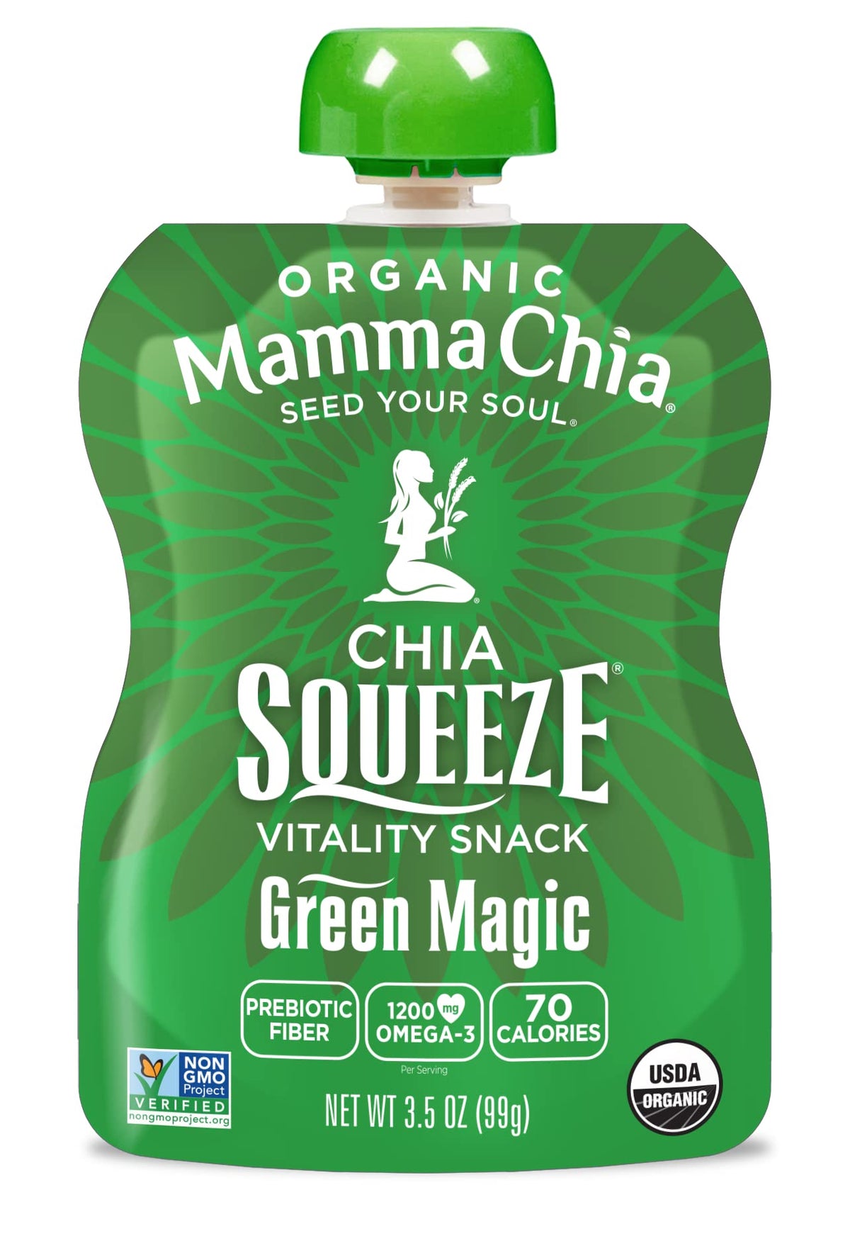 Mamma Chia Green Magic / 3.5 Ounce (Pack of 16) / Snack Fruit Snacks
