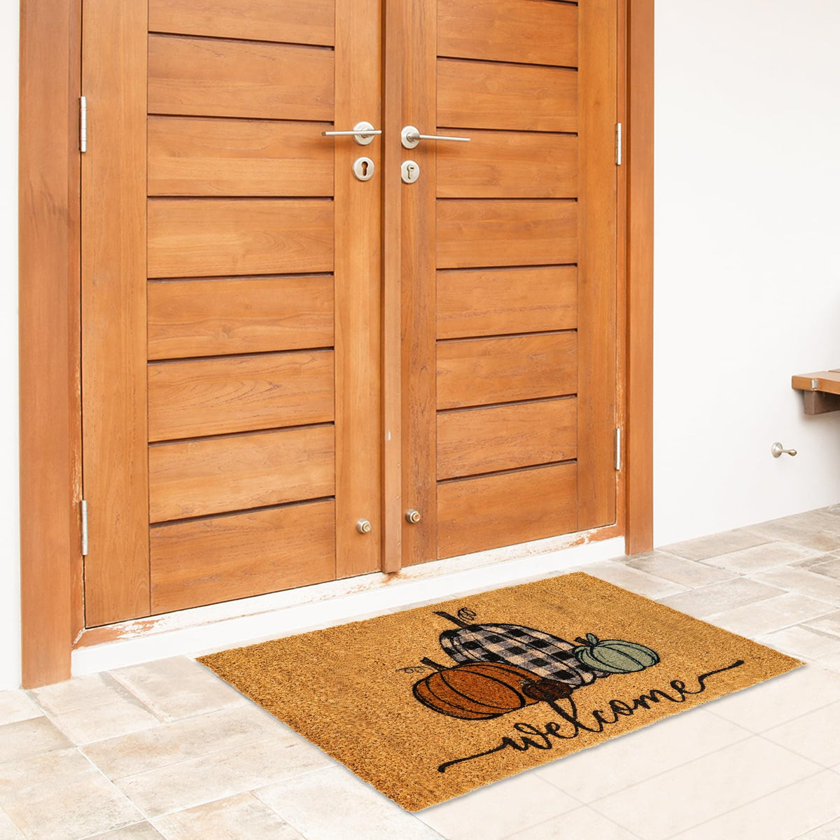 Whaline Fall Doormat, Coir Pumpkin Design, 16 x 28 Inch