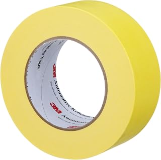 3M Automotive Refinish Masking Tape 388N, 06656, 48 mm x 55 m, 1 Roll | Yellow; Crepe Backing; Moisture Resistant; Multi-Purpose