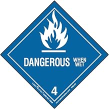 Labelmaster HMSL230 Dangerous When Wet Worded Label, PVC-Free Film, Hazmat, 4" x 4" (Pack of 500)